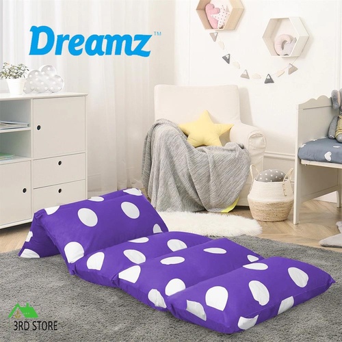 Dreamz Foldable Mattress Kids Pillow Bed Cushion Sofa Chair Lazy Couch Purple M