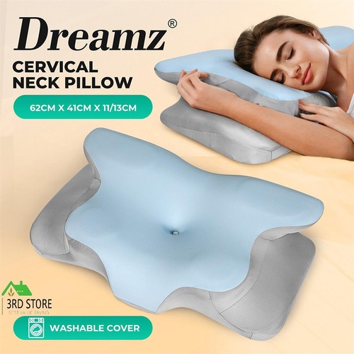 Dreamz Memory Foam Pillow Pillowcase Contour Cervical Neck Shoulder Pain Relief