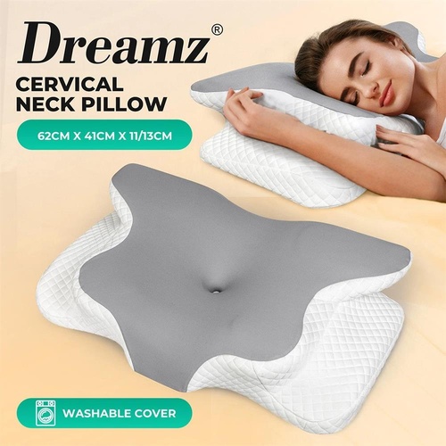 Dreamz Memory Foam Pillow Pillowcase Contour Cervical Neck Shoulder Pain Relief