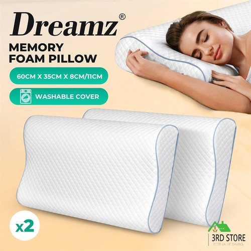 Dreamz Memory Foam Pillow Cervical Support Pillowcase Ergonomic Neck Pain Relief