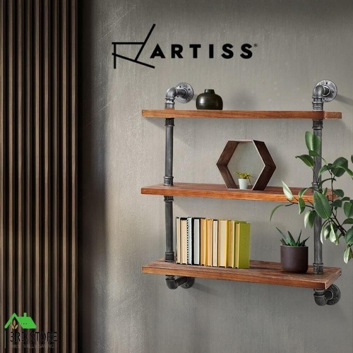 Artiss Display Shelf Wall Shelf Bookshelf Industrial DIY Pipe Shelf 3 Tier