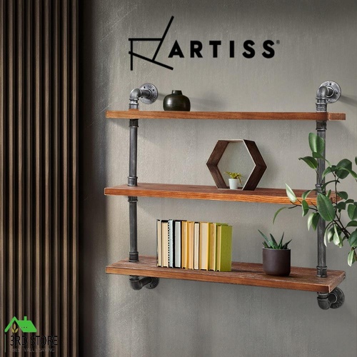Artiss Display Wall Shelves Industrial DIY Pipe Shelf Brackets Rustic Bookshelf