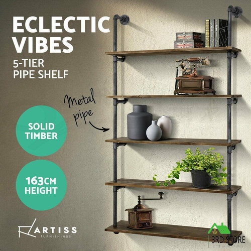 Artiss Wall Display Shelves Industrial DIY Pipe Shelf Rustic Floating Brackets