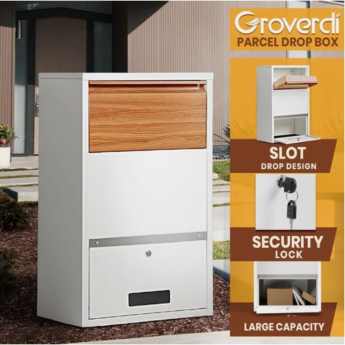 Groverdi Parcel Box Letter Box Package MailBox Security Lock Storage White