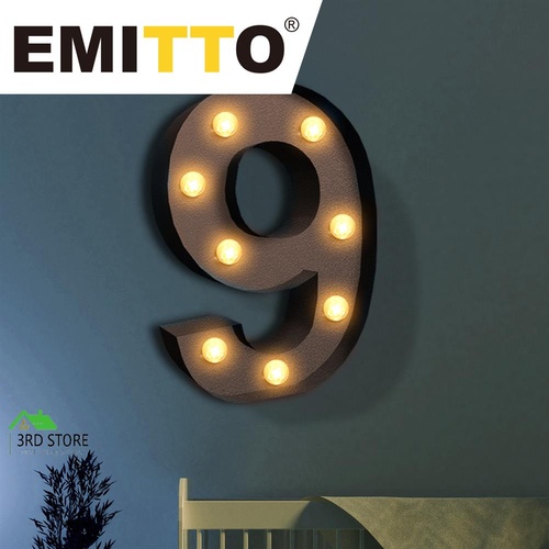 LED Metal Number Light with Hanging Hook Hole Number 9