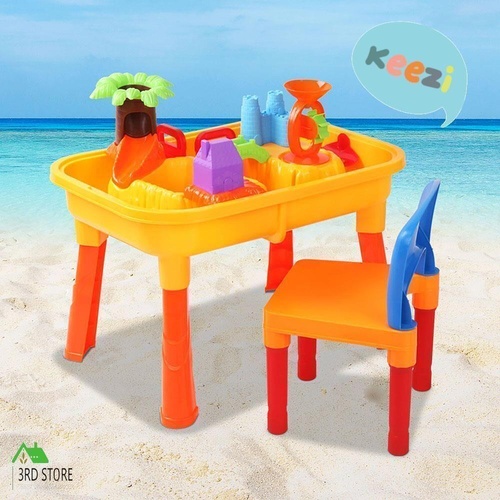 Keezi Kids Sandpit Toys Outdoor Beach Sand Pit Table Chair Play Set Children