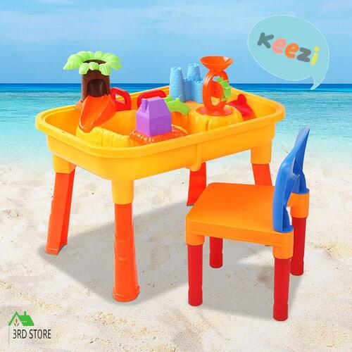 Keezi Kids Sandpit Toys Outdoor Beach Sand Pit Table Chair Play Set Children