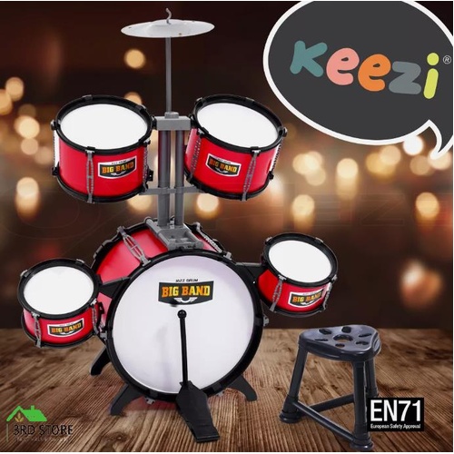 Keezi Kids 7 Drum Set Junior Drums Kit Musical Play Toys Childrens Mini Big Band