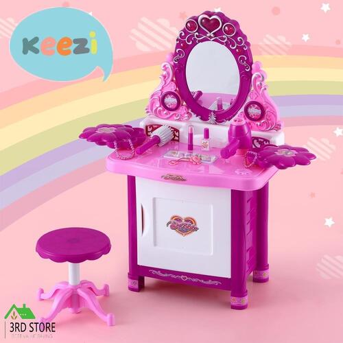 Keezi Kids Makeup Set Girls Toys Pretend Play Sets Children Dressing Table Chair