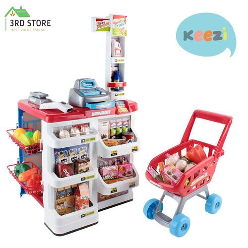 Kids Supermarket Toy Pretend Play Set Shop Kitchen Store Trolley Shopping Toys