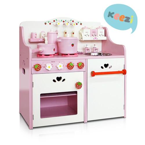 Keezi Kids Kitchen Play Set Pretend Toys Cooking Toy Children Toddlers Cookware