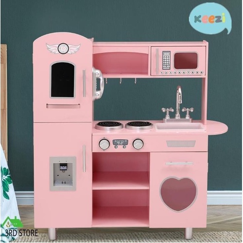 Keezi Kids Kitchen Play Sets Pretend Play Wooden Toys Cooking Children Girl Pink