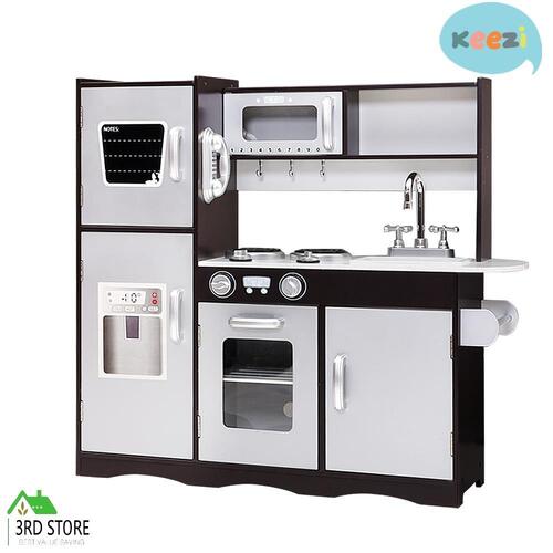 Keezi Kids Wooden Kitchen Pretend Play Set Toys Cooking Food Children Cookware