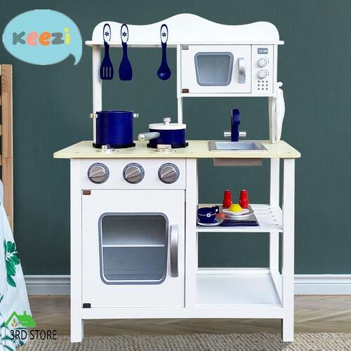 Keezi Kids Kitchen Pretend Play Set Wooden Toy Children Cooking Cookware