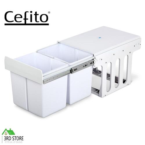 Cefito 2X15L Twin Pull Out Bin Slide Garbage Kitchen Double Dual Rubbish Basket