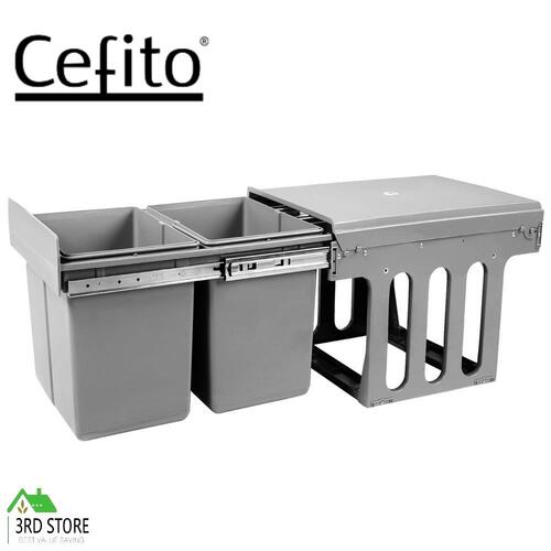 Cefito Twin Pull Out Bin Kitchen Double Dual Slide Garbage Rubbish Basket 2X15L