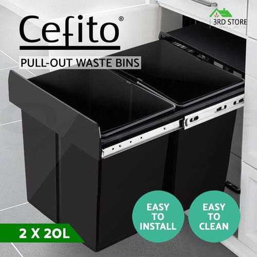 RETURNs Cefito 2X20L Rubbish Bin Pull Out Bin Kitchen Bins Double Dual Twin Sliding