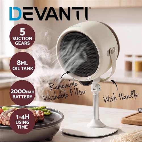 Devanti Portable Range Hood 5-Speed Rechargeable Desktop Extractor Fan BBQ