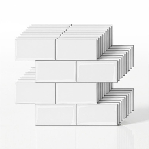 Artiss 3D Peel and Stick Wall Tiles Self Adhesive Subway Backsplash 10 Sheets, White