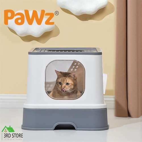 PaWz Cat Litter Box Fully Enclosed Toilet Trapping Sifting Odor Control Basin