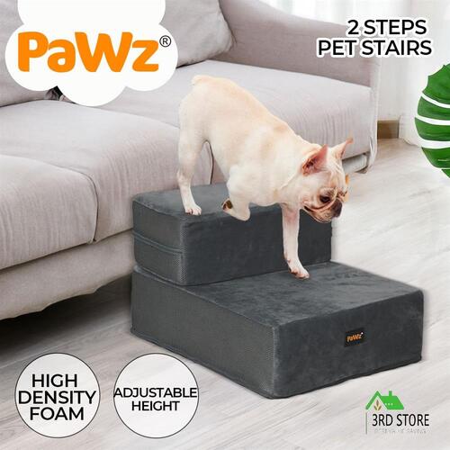 PaWz Pet Ramp Memory Foam Dog Cover Stairs Portable Cat Ladder For Bed 2 Steps