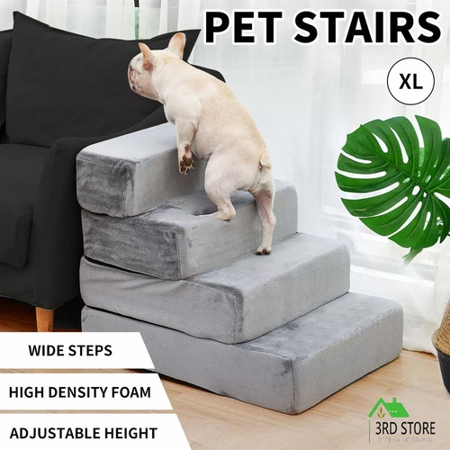 PaWz Pet Stairs 4 Step Ramp Portable Adjustable Climbing Ladder Soft Washable XL