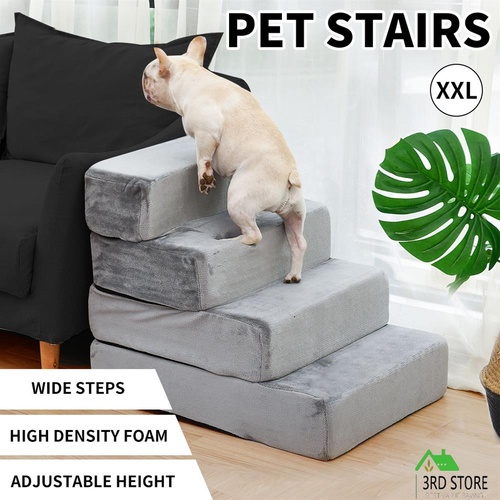 Pet Stairs 4 Steps Ramp Portable Adjustable Climbing Ladder Soft Washable  XXL