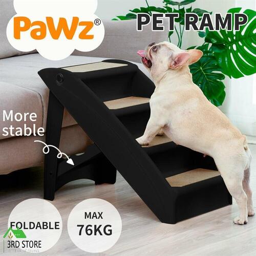 PaWz Pet Ramp Indoor Dog Steps Stair Portable Foldable Ladder For Bed Sofa Black