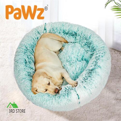 Pet Bed Cat Dog Donut Nest Calming Mat Soft Plush Kennel Teal XL