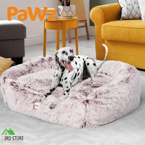 Dog Calming Bed Warm Soft Plush Comfy Sleeping Kennel Cave Memory Foam Pink L