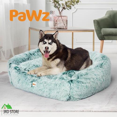 Dog Calming Bed Warm Soft Plush Comfy Sleeping Kennel Cave Memory Foam Teal M