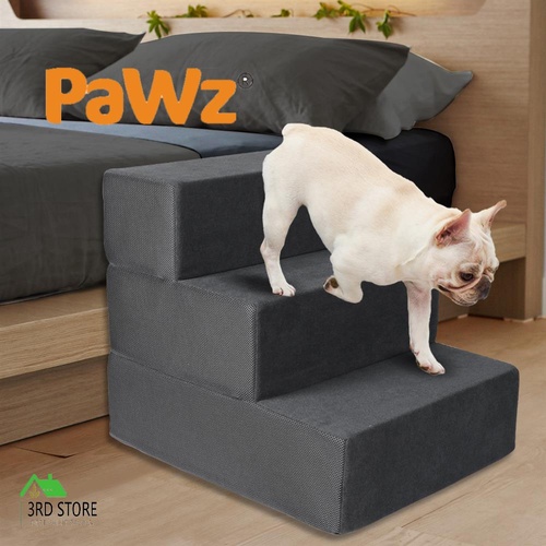 PaWz Pet Stairs 3 Steps Memory Foam Ramp Portable Adjustable Climbing Washable