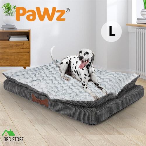 Dog Calming Bed Warm Soft Plush Comfy Sleeping Kennel Cave Memory Foam Mattress L