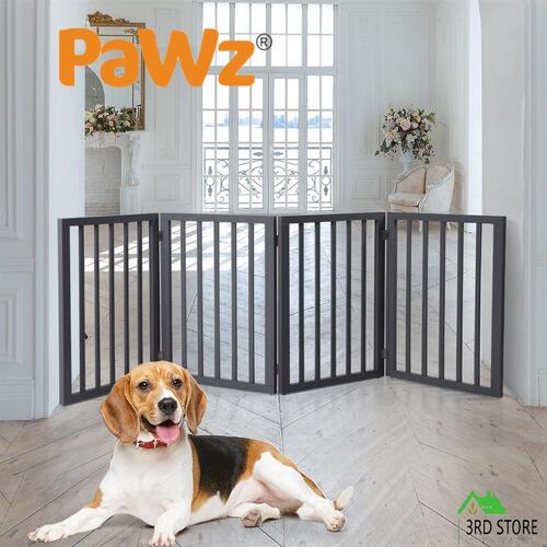 Wooden Pet Gate Dog Fence Retractable Barrier Portable Door Security Protector