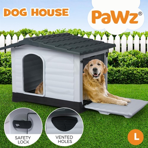 PaWz Dog Kennel Outdoor Indoor Pet Plastic Garden Large House Weatherproof Outside