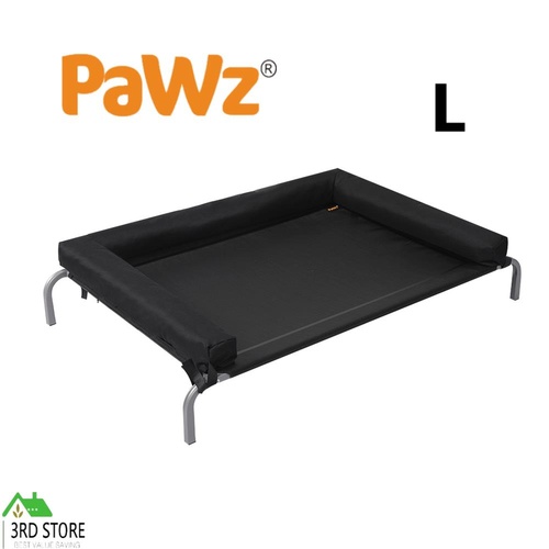 PaWz Elevated Pet Bed Raised Sofa Bolster Dog Cat Trampoline Hammock Black Large