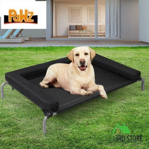 PaWz Elevated Pet Bed Raised Sofa Bolster Dog Cat Trampoline Hammock Black Large