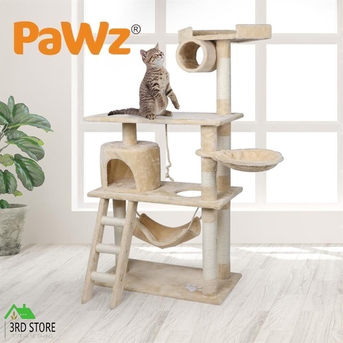 Pawz Cat Tree Scratching Post Scratcher Furniture Condo Tower House Cream 160 CM
