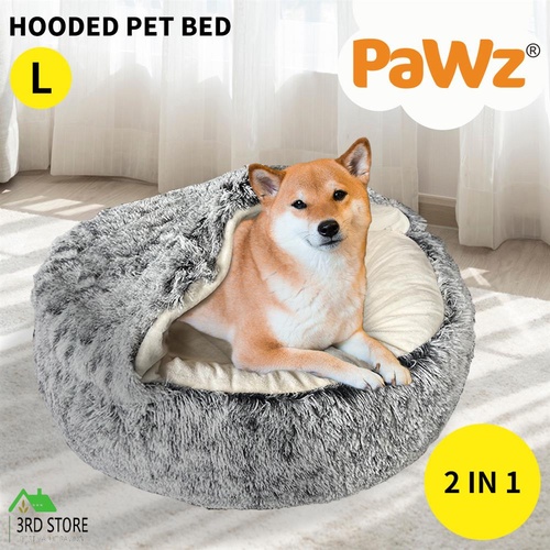 PaWz Pet Dog Calming Bed Warm Soft Plush Sleeping Removable Cover Washable L