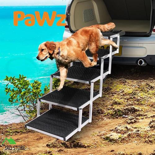 PaWz 5 Steps Dog Ramp Adjustable Height Stair Car Dog Folding Portable Aluminium