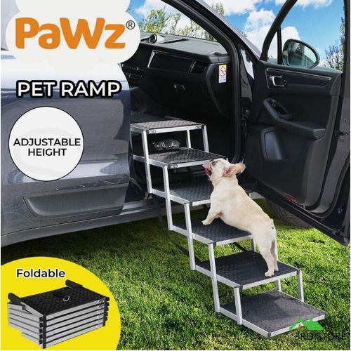 PaWz 6 Steps Dog Ramp Adjustable Height Stair Car Dog Folding Portable Aluminium