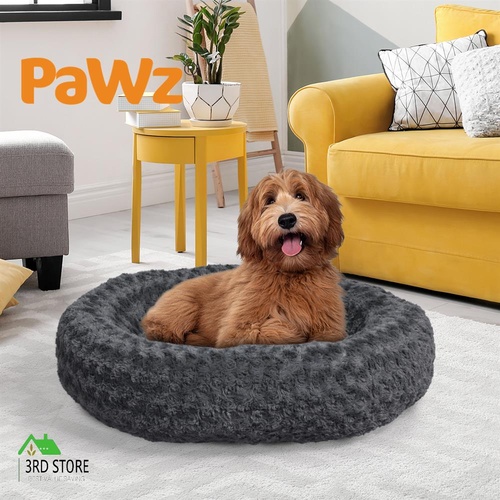 PaWz Calming Dog Bed Warm Soft Plush Pet Cat Cave Washable Portable Dark Grey M