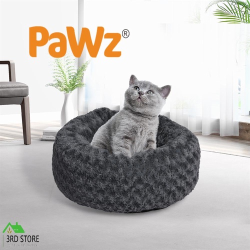PaWz Calming Dog Bed Warm Soft Plush Pet Cat Cave Washable Portable Dark Grey S