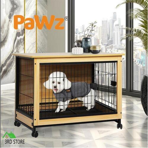 RETURNs PaWz Wooden Wire Dog Kennel Side End Table Steel Puppy Crate Indoor Pet House M