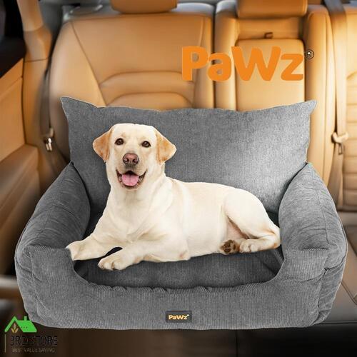 PaWz Pet Car Booster Seat Dog Protector Portable Travel Bed Removable Grey L