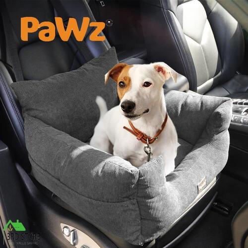 PaWz Pet Car Booster Seat Dog Protector Portable Travel Bed Removable Grey M