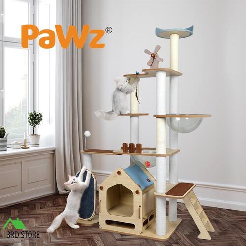 RETURNs PaWz Cat Tree Scratching Post Scratcher Cats Tower Wood Condo Toys House 168cm