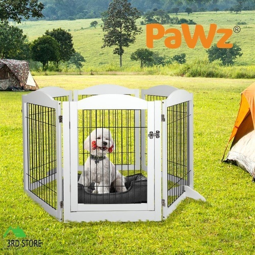 PaWz 6 Panels Pet Dog Playpen Puppy Exercise Cage Enclosure Fence Indoor White