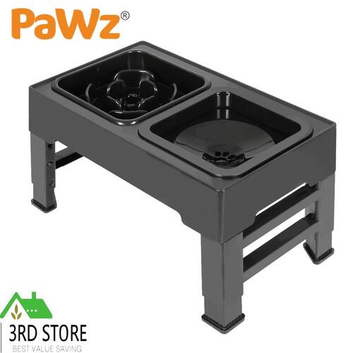 PaWz Elevated Pet Feeder 4 Height Adjustable Raised Dog Cat Slow Food Water Bowl