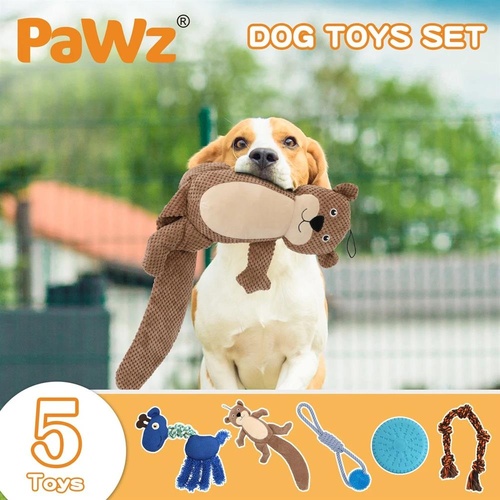 PaWz Dog Chew Toys Squeaky Puppy Pet Rope Plush Toy Teething 5 styles